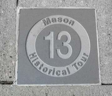 Historical marker number 13 on the Mason Historical Tour